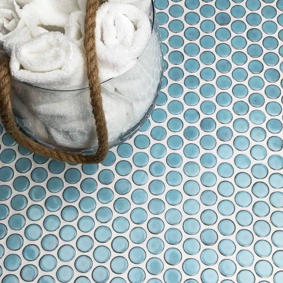 blue round tiles